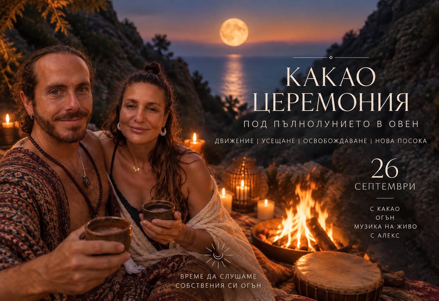 Какао церемония под пълнолунието в овен